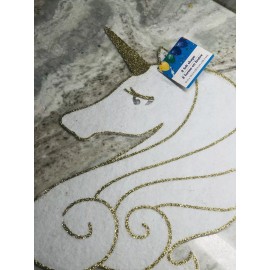 Ship N 24 Hours. New-Girls White Unicorn 2 Felt Shape:12in x13.5in