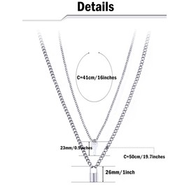 Ofeiyaa Lock Key Pendant Necklace Egirl Chains Lock Chain Necklace Statement Long Chain Punk Multilayer Choker for Women Men