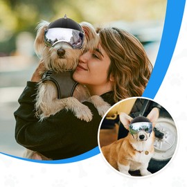 Namsan Dog Helmet for Small Medium Dogs, Dog Motorcycle Helmet with Anti-UV Lens Visor, Hard Doggie Helmets Goggles, Adjustable Doggy Hat with Ear Holes, Black