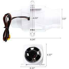 Dasmarine 12V 3" 130 CFM Marine Boat Electric In Line Bilge Air Blower Fan Ventilation
