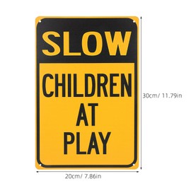 iplusmile 2Pcs Slow Down Children at Play Sign, Reflective Metal Kids Playing Safety Sign, Traffic Warning Side Walk Security Sign for Neighborhood Garden Yard School Playground (12" x 8" )