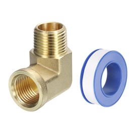 sourcing map Brass Pipe Fitting 1/2 Inch NPT Male x 1/2 Inch NPT Female, 90 Degree Barstock Street Elbow Forged Brass Hose Fitting Adapter for Gas, Air, Oil, Propane