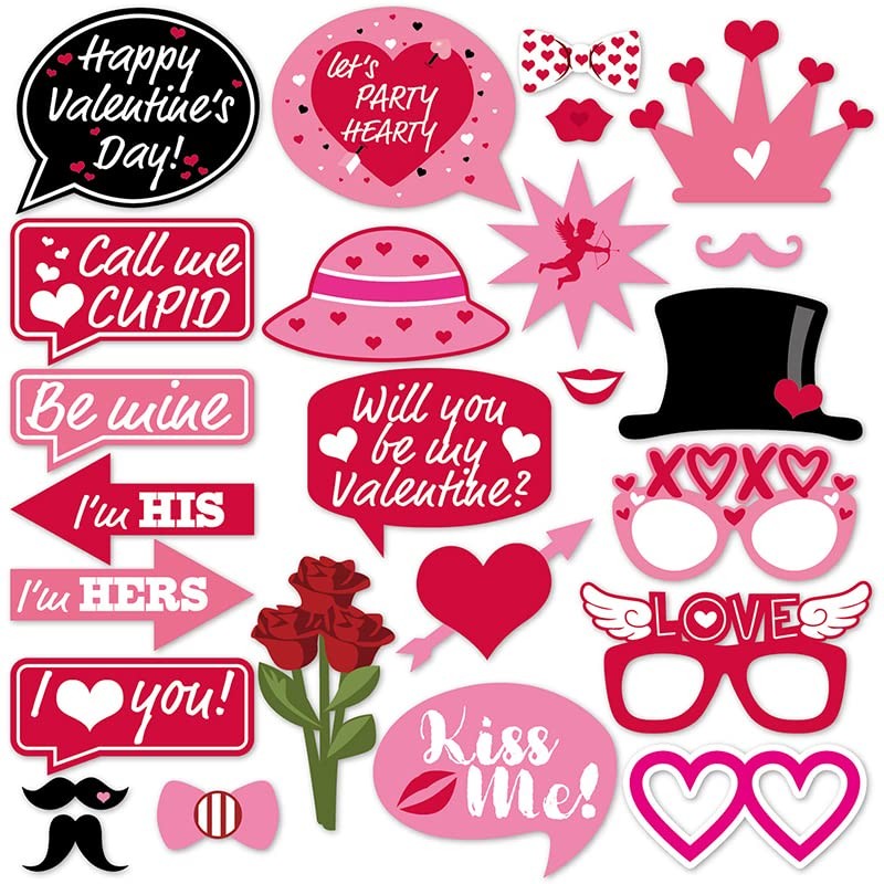 Valentine's Day Photo Booth Props Happy Lovers Selfie Photobooth Props,