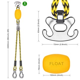 SELEWARE Self-Centering Boat Tow Harness for Tubing, Stainless Steel Quick Connector, Heavy Duty Floating Tow Rope for 1-4 Riders, Wakeboarding & Jet Ski, 2 Pack