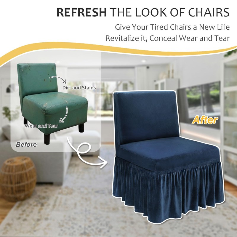 Armless Chair Cover Dorm Accent Chair Cover Chair Slipcovers with