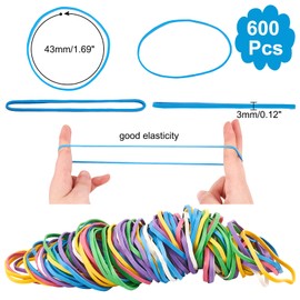 NBEADS 5 Sets Colorful Rubber Bands, 600 Pcs Stretchable Bands for Hair, Arts & Crafts, Document Organizing