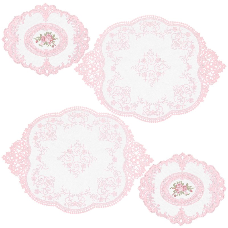 Amabro 4Pcs Lace Doilies for Tables Retro French Style Lace