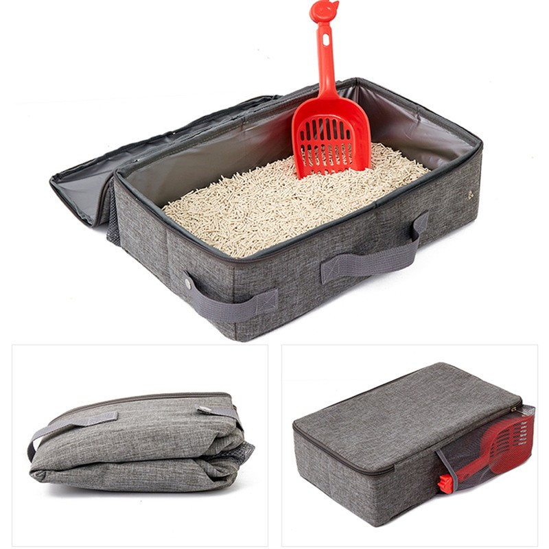 Portable Cat Travel Litter Box for Cats in Car Odor