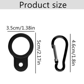 Thyonta 2 Pcs Multifunctional Carabiner Water Bottle Holder Durable Stainless Steel Clip Portable Rubber Strap for Hiking and Sports Fit for Multiple Bottle Types (Black)
