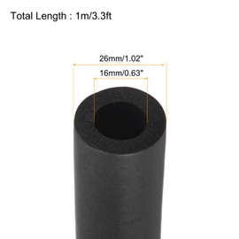 Rebower 5/8" Pipe Insulation Tubing Heat Preservation Foam Tubing Handle Grips, [for Plumbing Insulation Wrap] - 3.3ft/Black