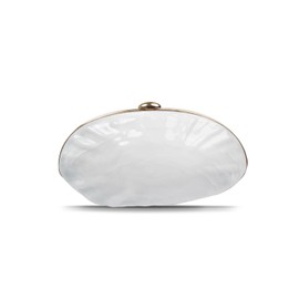 blinkgooblink White Evening Clutch Purse for Women, Acrylic Wedding Guest Clutch,Seashell Shoulder Crossbody Bag, Shell Purse for Party Prom