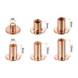 sourcing map 75 Sets Chicago Screw Rivets Metal Slotted Head Binding Screws Post Nail Rivet Stud Screw for DIY Leather Belt Bag Craft Bookbinding, 4 Sizes, Rose