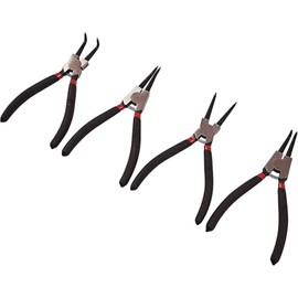 Mr. Gadget's Solutions 4-Piece Circlip Pliers Set – 7" Heavy-Duty Snap Ring Pliers with Straight & Bent Tips for Internal & External Retaining Rings – Mechanics & DIY Repair Tool