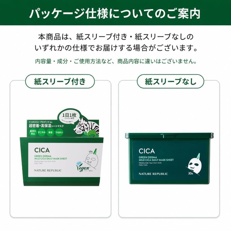 Nature Republic Green Derma CICA Daily Sheet Mask, 30 Sheets