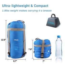 Lightweight Sleeping Bag, Ohuhu 3 Season Summer Sleeping Bag Warm Weather Portable Sleeping Bags for Adult Kids Backpacking Sleeping Bag for Camping Hiking Backpacking and Outdoors 59℉-77℉