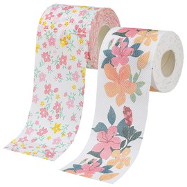 Floral Toilet Paper Novelty Bathroom Tissue Flower Pattern Toilet Tissues, Decorative Hand Towel Napkins for Home Office Travel, 2 Rolls