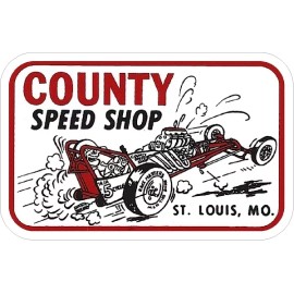 County Speed Shop Vintage Drag Racing sticker decal NHRA Rat Rod Street Rod