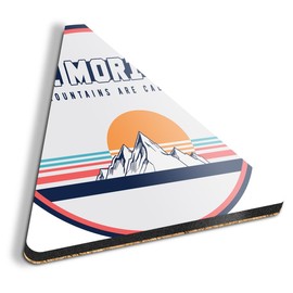 1 x Triangle Coaster - Retro St Moritz Ski Cool Skiing Mountains Cork Backed MDF Glossy Tea Coffee Accessory #59039