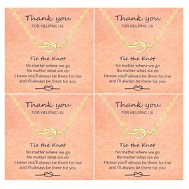 CERSLIMO Bridesmaid Gifts - 4 Pcs Bridesmaid Proposal Gifts, Tie The Knot Necklace Maid of Honor Gifts Wedding Flower Girl Gift, Bridesmaid Proposal Jewelry Bridal Party Knot Necklace for Women, Gold