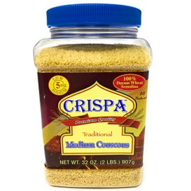 Crispa Traditional Medium Couscous - All Natural 100% Durum Wheat Semolina, Premium Quality Low Sodium Halal Delicious Taste Healthy - 32 Oz