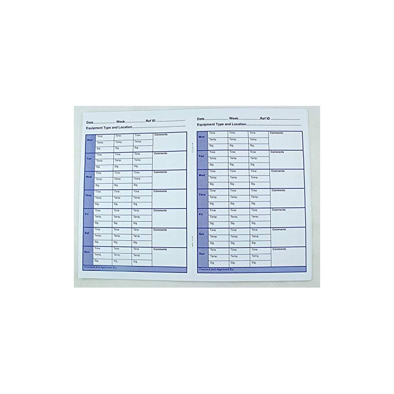 PACK OF 5 Hygi First Temperature Log Book A5 for