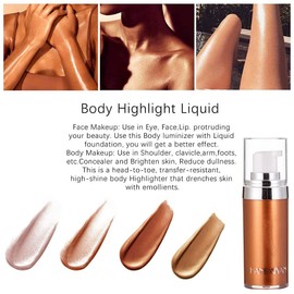 4 Colors Face Body Shimmer Body Cream Liquid Body Highlighter Long-lasting Shine Brighten Glitter Shimmering Body Cream for All Skin Types Bronzer (#03 Bronze Gold)