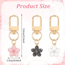 FdcLixuvol 3Pcs Cute Flower Keychains, Aesthetic Keychain Charms with Ring and Clip Keychain Car Key Ring Accessories Key Chains for Women Purse Handbag Wallet Backpack