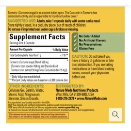 Nature Made Turmeric Curcumin 500 mg Capsules Herbal Supplement 120 Count