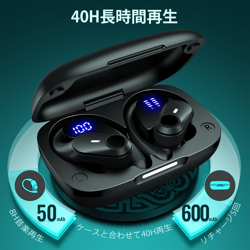 GOLREX Bluetooth Wireless Earphones, Over-the-Ear Earphones, Up to 40 Hours