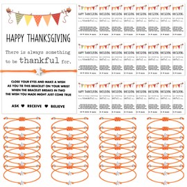 Quelay 24 Sets Friendsgiving Bracelet Gifts Bulk Friendsgiving Squad Star Bracelet Jewelry with Thank You Cards and Gift Bag for Thanksgiving Fall Autumn Party Supplies Friend Guests Gifts
