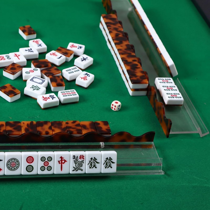 Mifoci 4 Set Scalloped Tortoiseshell Mahjong Tile Racks with Magnetic