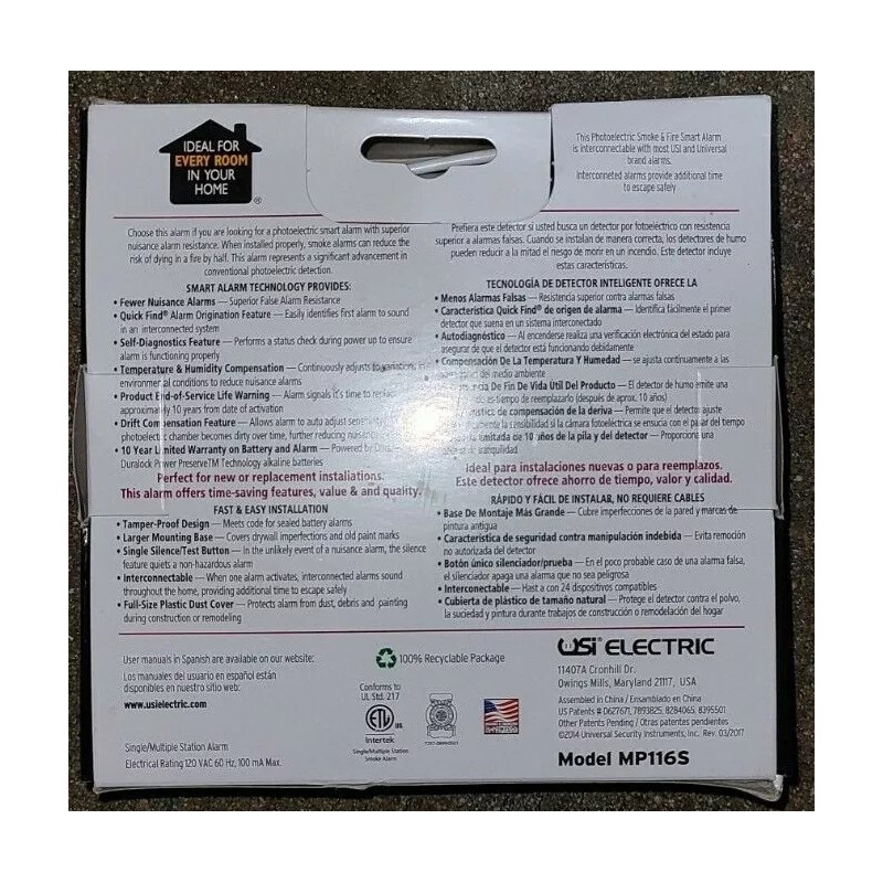 USi Electric MPC1165 Photoelectric Smoke and Fire Alarm