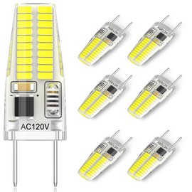 DUMILOO G8 LED Bulb Dimmable, 120V 20W 25W T4 JCD Type Bi-Pin Halogen Replacement for Under Cabinet Puck Lighting, Daylight White 6000K, 6-Pack