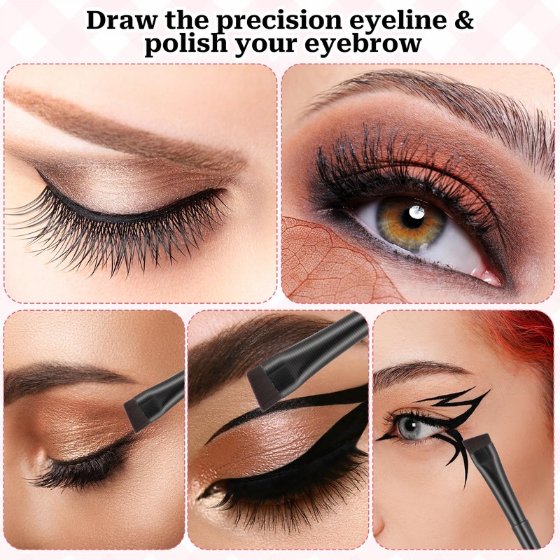 5 Pcs Eyeliner Brushes Set, Upgraded Ultra-Thin Sickle & Slanted