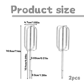 2 Pack Hand Mixer Beaters Blender Attachments, Stainless Steel Electric Mixer Parts, Hand Mixer Beaters Compatible with Hamilton Beach Hand Mixer Replacement Beaters, Electric Mixer Replace Parts