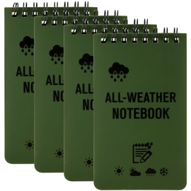 Lotsdonxia 4 Pcs Waterproof Pocket Notebooks - Weather-Resistant Compact Mini Notepads with Lined Pages for Outdoor, School, Office & Daily Use, Spiral-Bound (Green)