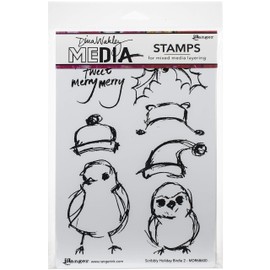 Dina Wakley Media DINA WAKLEY Cling ST HDAY, Scribbly Holiday Birdie 2, One Size