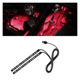 Universal Car LED Strip Light, USB Port Auto Interior Decorative Lamp, 12V Under Dash Ambient Night Light, 24 LEDs RGB Neon Interior Atmosphere Lights, LED Ambient Lights for Car SUV (Red, USB)