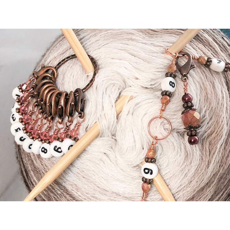 Copper Row Counter Chain for Knitting with Progress Keeper