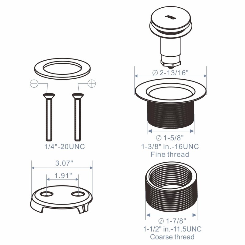 Gold Brushed Tub Drain Tip-Toe Tub Trim Set Conversion Kit