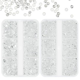 qiipii Transparent Clear Resin Rhinestones for Crafting Clear White Flatback Jelly Stones 3mm 4mm 5mm 6mm Non-Hotfix Gems Diamonds Charms for Nails Face Eyes Makeup Tumblers Bottles DIY Crafts Clothes