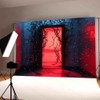 KUKUSOUL 7x5FT Halloween Backdrop Horror Forest Red Door Backdrop Upside