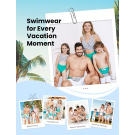 PATPAT Family Matching Swimsuits Swimwear Set for Couples Newest Mommy and Me Striped Spliced Bathing One-Piece Swimsuits, Mint Green, 8-9 Years