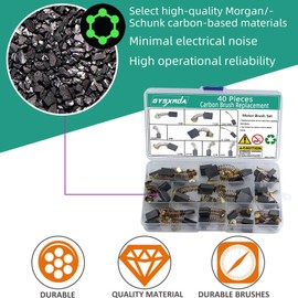 Gysxrda Electric Motor Carbon Brushes Set - 40 Pack Replacement Repair Kit with 10 Sizes, Suitable for Repair Power Tools Part
