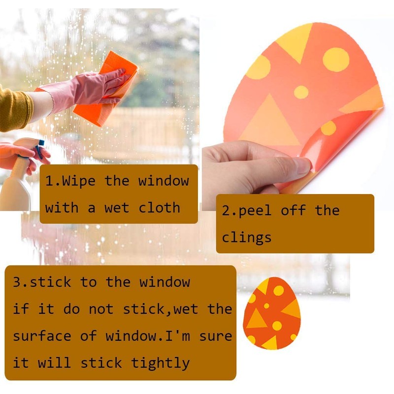 CCINEE Easter Window Cling Sticker,108pcs Egg Bunny Glass Window Sticker