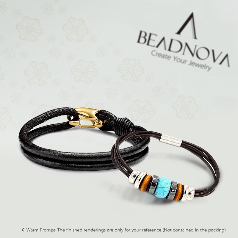 BEADNOVA 3mm Round Genuine Leather Cord for Bracelet Beading Jewelry