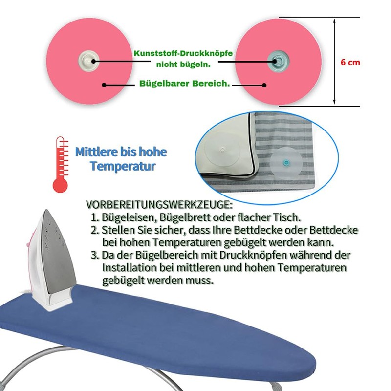Kino WF Duvet cover press studs, duvet fasteners prevent slipping