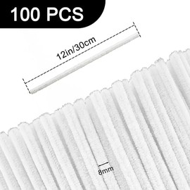 White Pipe Cleaners Craft,100pcs Craft Supplies Chenille Stems Arts & Crafts for DIY Valentines Day Decorations,Flowers Making Pipe Cleaners White Bulk Gifts for Her Room Decor,Art Supplies for Kids