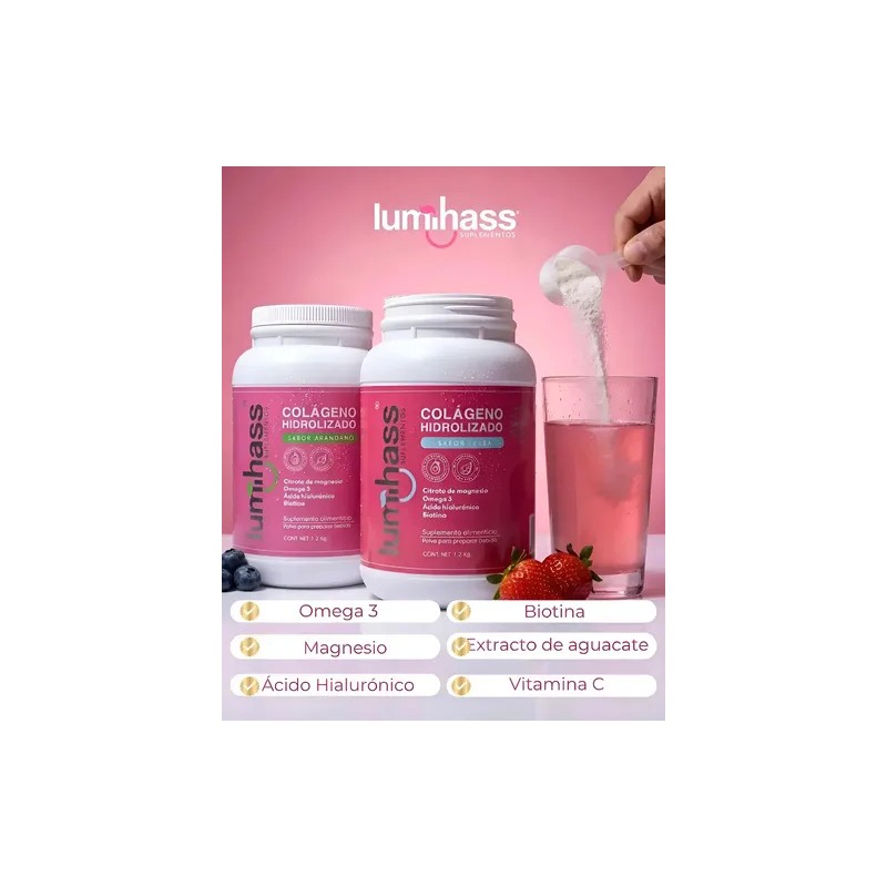 Pack Colágeno Hidrolizado Lumihass Sabor Arándano Fresa Détox Regalo Porciones