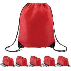 BeeGreen 30 Pack Red Drawstring Bags - Lightweight Washable Cinch Sackpacks for Men and Women